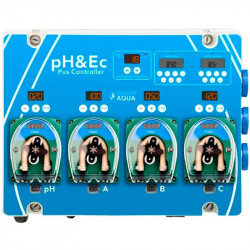 Hydroponie, système hydroponique PROSYSTEM AQUA avec contrôleur pH&EC Plus, 0–4 l/h (une pompe pour le réglage du pH et trois pompes pour les engrais)