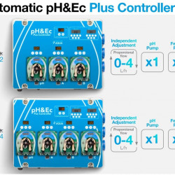 Hydroponie, système hydroponique PROSYSTEM AQUA avec contrôleur pH&EC Plus, 0–4 l/h (une pompe pour le réglage du pH et trois pompes pour les engrais)