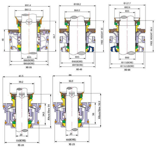 Garniture mécanique FLYGT R-FL.XE 45, TC/TC/TC/TC, VITON, 304/All