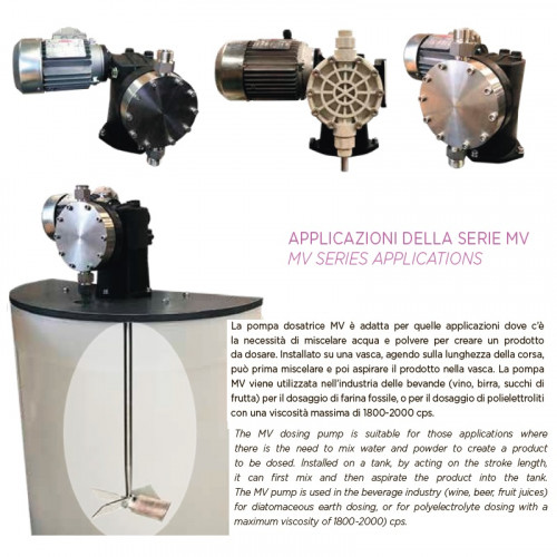 Pompe doseuse à membrane pour mélangeurs AQUA MVB, AISI 316L 110 l/h, 6 bar, 0,37 kW, 380V