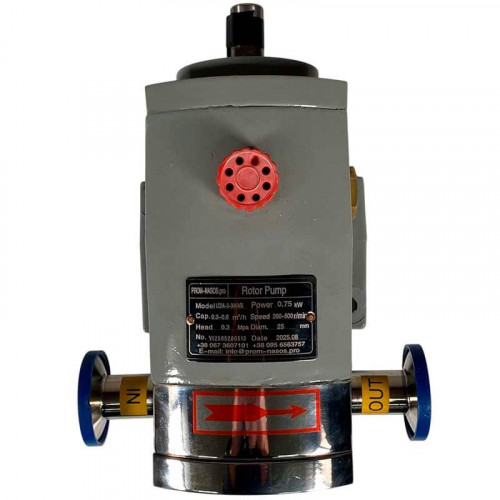 Bomba de levas para tomates y kétchup LQ3A-3-304/4/B, 0,3-0,8 m3/h, 0,3 MPa, 0,75 kW, 200-500 rpm, AISI 304 sin motor, conexión por abrazadera