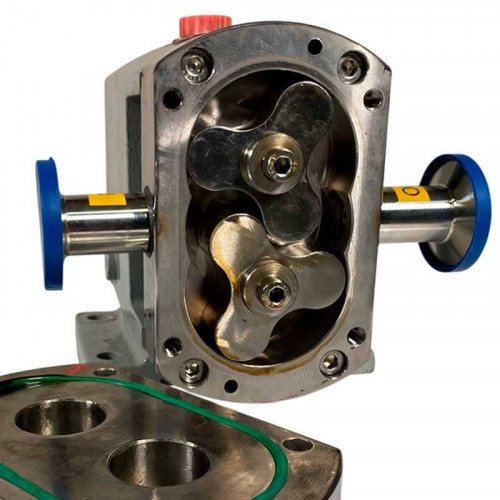 Bomba de levas para tomates y kétchup LQ3A-3-304/4/B, 0,3-0,8 m3/h, 0,3 MPa, 0,75 kW, 200-500 rpm, AISI 304 sin motor, conexión por abrazadera