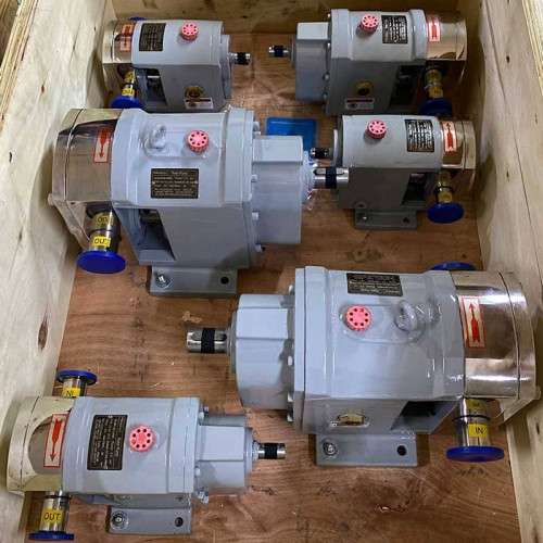 Bomba de levas para tomates y kétchup LQ3A-3-304/4/B, 0,3-0,8 m3/h, 0,3 MPa, 0,75 kW, 200-500 rpm, AISI 304 sin motor, conexión por abrazadera