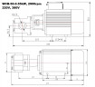 Pompe à engrenages en acier inoxydable pour le pompage de liquides chimiques WCB-50/380V 50Hz, 50 l/min, 30 m, AISI 304, 0,55 kW, 2900 tr/min, Ex