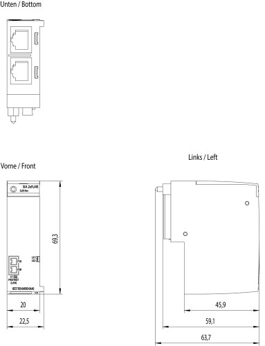 6ES7193-6AR00-0AA0 шинный адаптер BA 2X RJ45