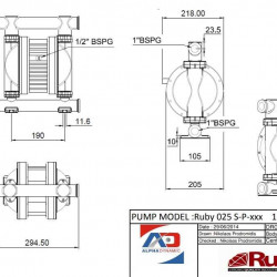 RUBY 025S-P-TST-T насос пневматический мембранный