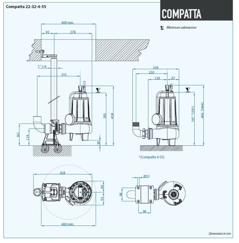 Погружной насос Dreno COMPATTA 22 M/G с вихревым рабочим колесом