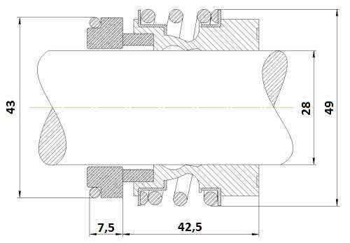 Sello mecánico R-MG13 28, SIC/SIC, NBR, 304, G6