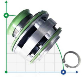 Mechanical seal FLYGT R-FL.XE 60, TC/TC/TC/TC, VITON, 304/All