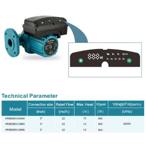 Циркуляционный насос для отопления экономящий энергию HRS600EA-DN65, 220V с мокрым ротором