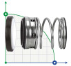 Sello de eje ordinario R-FBC 55, SIC/SIC, VITON, 304, NG