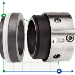 Торцевое механическое уплотнение R-59B 28, CAR/SIC, PTFE, 304, ВО