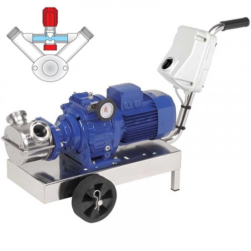 Impeller pump for juice LIVERANI VA MINOR 40 +BY-PASS NR TF 1.5 kW, 175-900 rpm, 380V with variator, on a cart with a standard control panel