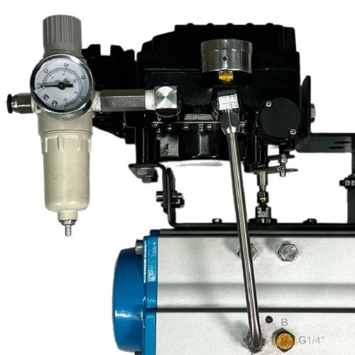 PN6 DN100 Засувка Батерфляй, корпус і диск AISI 304, PTFE з пневмоприводом Ex одинарної дії (з пружиною), позиціонер 4-20MA