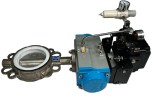 PN6 DN100 Засувка Батерфляй, корпус і диск AISI 304, PTFE з пневмоприводом Ex одинарної дії (з пружиною), позиціонер 4-20MA
