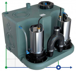 Stacja magazynowa Sololift z mechanizmem tnącym z dwiema pompami i panelem sterowania AIZL-SC750W Double, 15,5/13,5, 0,75 kW, 220 V, 2800 obr./min
