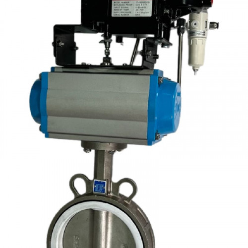 PN6 DN150 Засувка Батерфляй, корпус і диск AISI 304, PTFE з пневмоприводом Ex подвійної дії, позиціонер 4-20MA