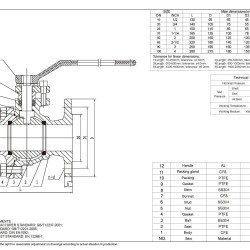 PN16 DN20 Stainless steel ball valve AISI 304, Seat PTFE