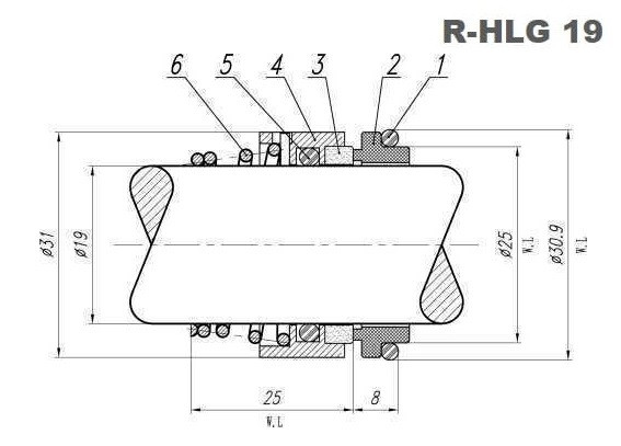 Shaft seal Hilge R-HLG 19, CAR/SIC, EPDM, 304