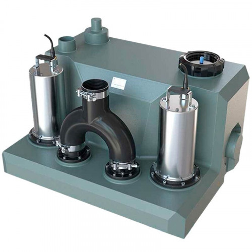 Установка для подъема канализационных стоков с двумя насосами и пультом управления AIZL-1500W Double, 30/13, 1,5 кВт, 220V, 2800 об/мин