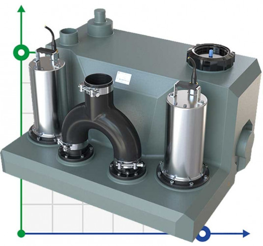 Urządzenie do podnoszenia ścieków z dwiema pompami i panelem sterowania AIZL-1500W Podwójne, 30/13, 1,5 kW, 220V, 2800 obr./min