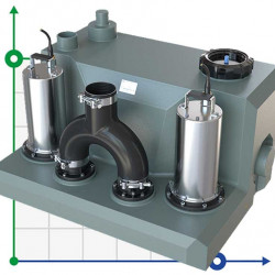 Station de relevage des eaux usées avec deux pompes et panneau de commande AIZL-1500W Double, 30/13, 1,5 kW, 220 V, 2 800 tr/min