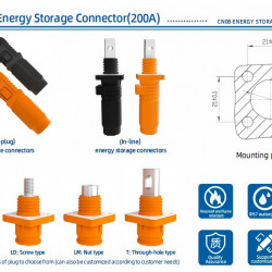 JC-CN08-S-03-M, 200A ,1500V DC роз’єм гніздо для акумулятора різьбовий отвір, чорний