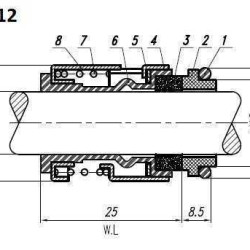 Sellos de bomba Grundfos R-706B 12, CAR/SIC, EPDM, 304