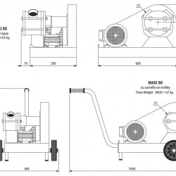 Импеллерный насос LIVERANI GR MAXI 80 +BY-PASS NR TF 4 кВт, 600 об/мин, 380В ременный на тележке с панелью управления CE, защитой от сухого хода