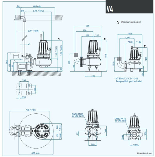 Bomba para aguas residuales Dreno VM-EX 80/4/125 C.342 con impulsor vortex