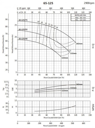 Pompe à console pour alimentation en eau BSM 65-125/40 (54/16,8), 4kW, 2900