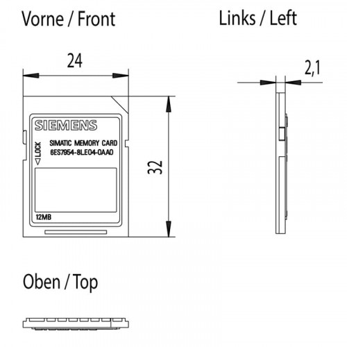6ES7954-8LE04-0AA0 карта памяті S7-1x00 CPU/SINAMICS, 3, 3V Flash 12 МБ