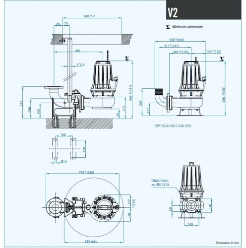 Канализационный насос Dreno VT-EX 65/2/125 C.336 с вихревым рабочим колесом