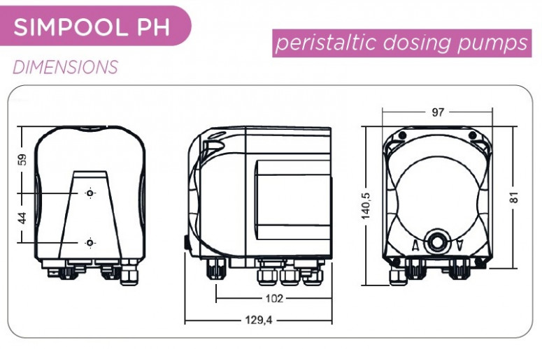 Перистальтический дозирующий насос AQUA PDP SIMPOOL PH 03-01 - 230V.
