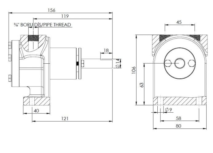 Шестеренчатый насос для моющих средств Kupar KIPK 3/8 дюйма, 0,012-0,175 м3/час