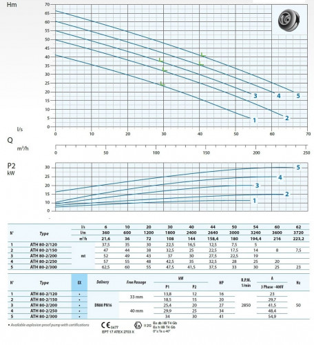 Погружний насос Dreno ATH-EX 80-2/120 з двоканальним колесом