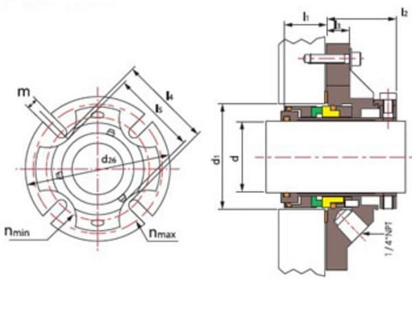 Junta de cartucho para bomba R-CSM 43, SIC/SIC, VITON, 304