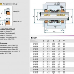 Double mechanical seal R-4701 32, CAR/SIC/CAR/SIC, NBR, 304, T1B