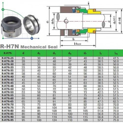 Торцеве ущільнення R-H7N 53, SIC/SIC, VITON, 304, G9