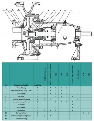Bomba monocelular en voladizo ENP 100-250, 220m3/h, 60m, 55 kW, 3000 rpm, acero al carbono, Ex, PLAN 01 API SEAL