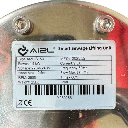 Pompe à eaux usées en acier inoxydable AIZL-S150, 27/19,5, 1,5 kW, 220 V, 2 800 tr/min