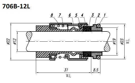 Joints de pompe Grundfos R-706B 12, L, SIC/SIC, VITON, 316
