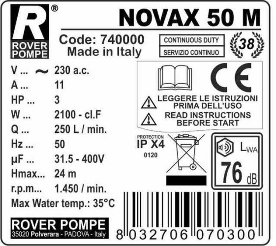 NOVAX 50M Pumpe für Bier, Maische, Würze