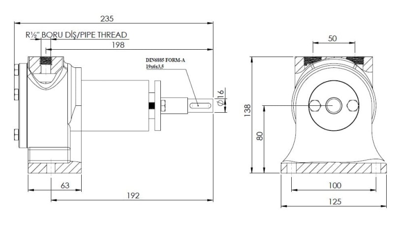 Pompe à engrenages Kupar KIPK 1 1/2 pouce pour huile végétale, 0,06-0,9 m3/h