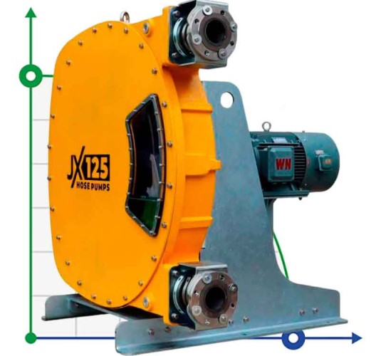 Industrial hose pump JXHIN-125-CI+Titanium-CSM-P, 66 m3/h, 22 kW, 16 bar, 380V