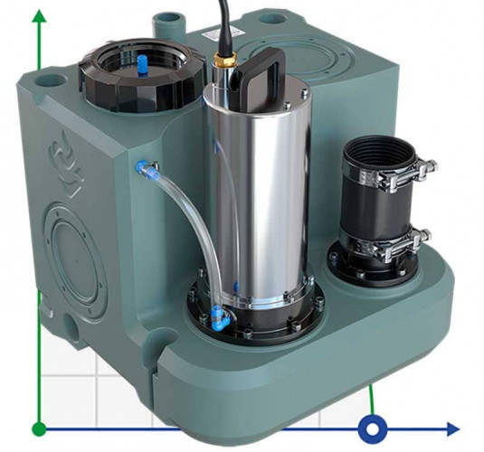 Sewerage unit for basements, bomb shelters with control panel AIZL-1100W, 27/13, 1.1 kW, 220V, 2800 rpm