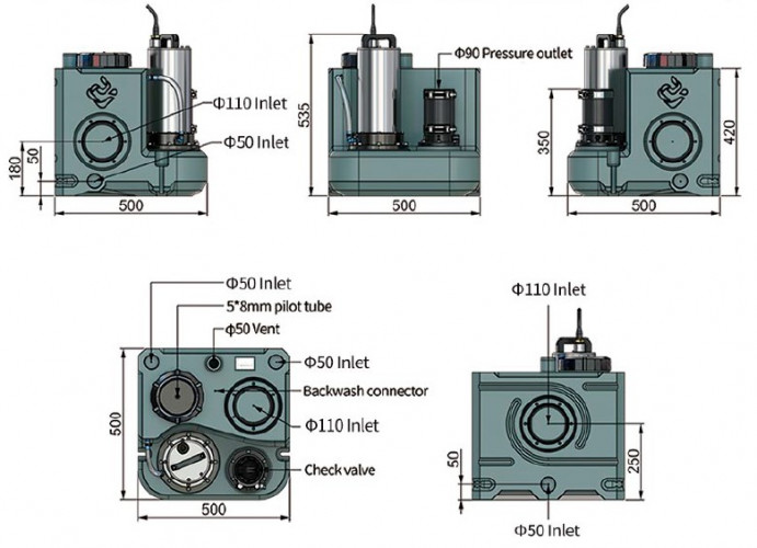 Sewerage unit for basements, bomb shelters with control panel AIZL-1100W, 27/13, 1.1 kW, 220V, 2800 rpm
