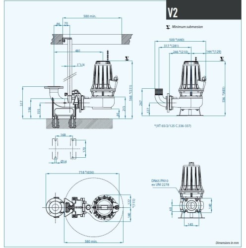 Pompe à eau sale Dreno VT 65/2/152 C.347 avec roue vortex