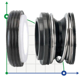 Sello mecánico R-6 1, CAR/CER, EPDM, 304