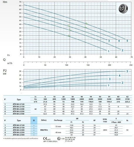 Tauchpumpe Dreno ATH-EX 80-2/150 mit zentrifugalem Zweikanal-Laufrad